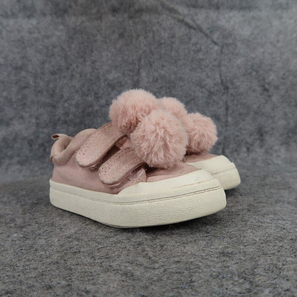 H&M Shoes Toddler Baby 6 Sneakers Pom Pom Double Strap Pink Casual Girls Kids